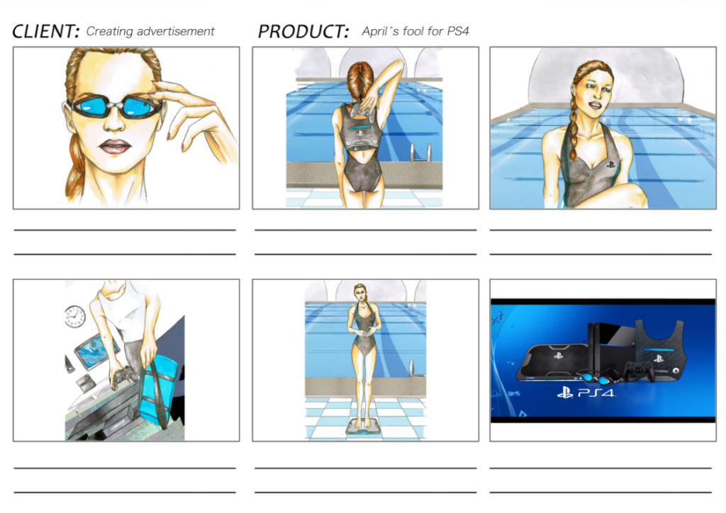 Storyboard for the April´s fool seasonal internet advertorial for Playstation 4 by Create advertising