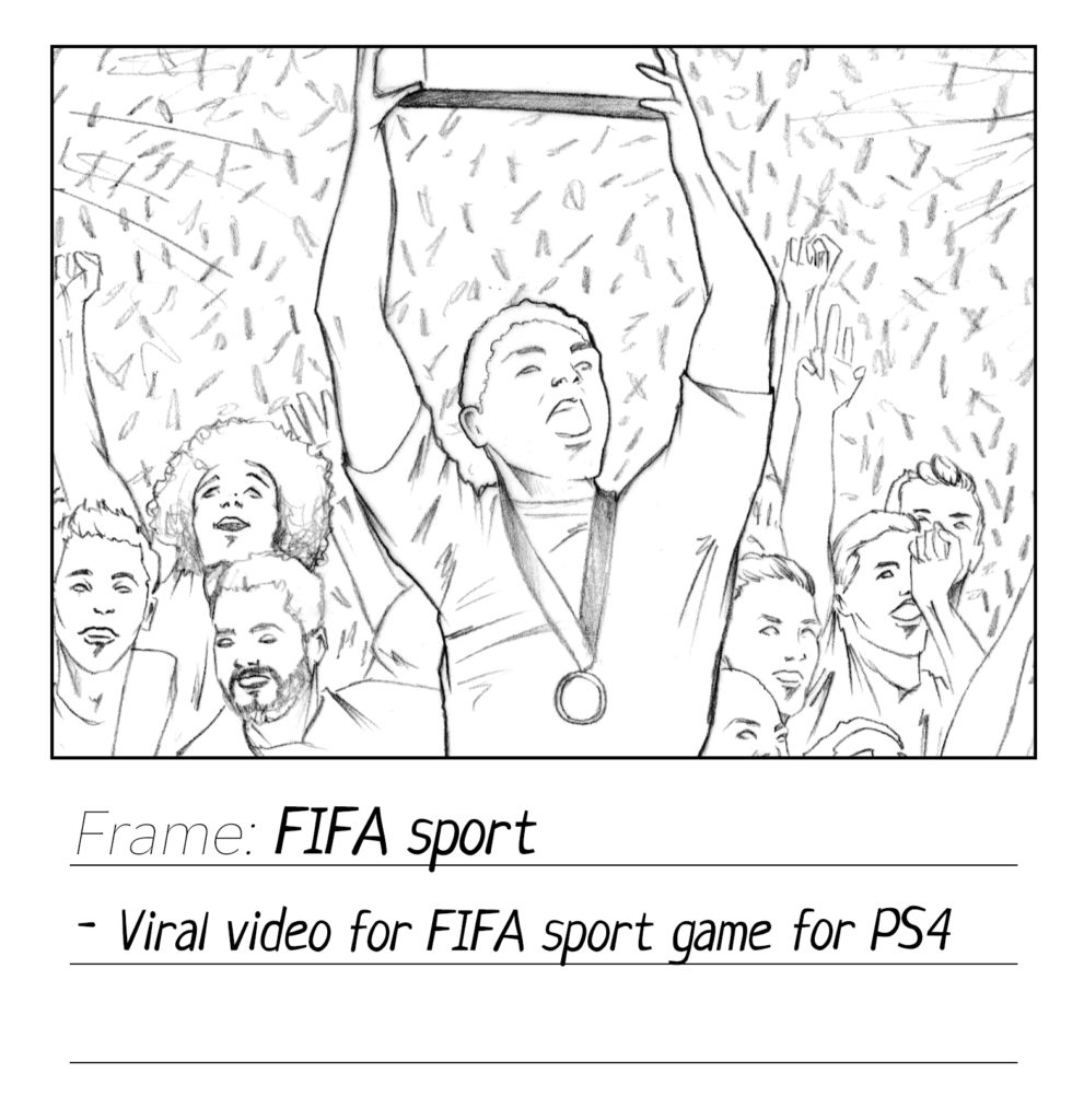 Storyboard of the viral video for FIFA sport game for PS4 by Create advertising