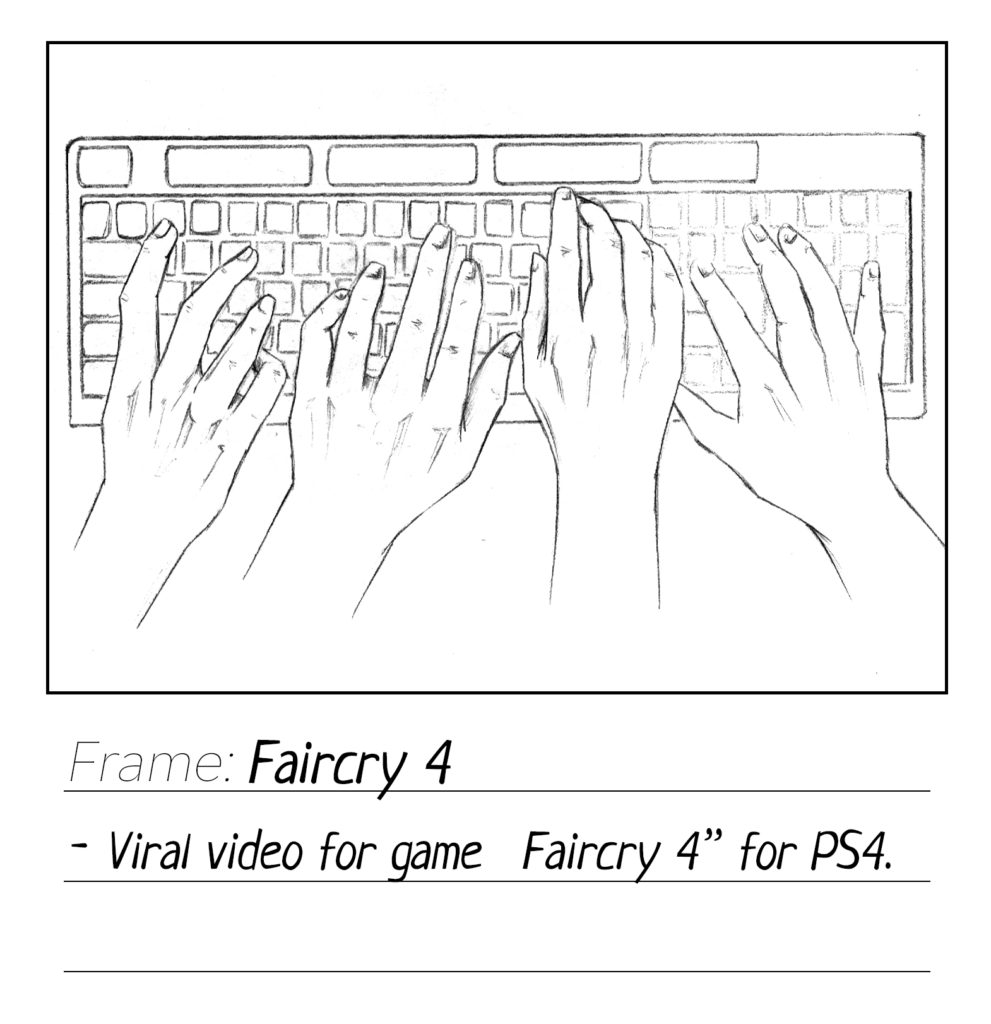 Storyboard for the viral video of "Faircry 4" for PS4 by Create advertising