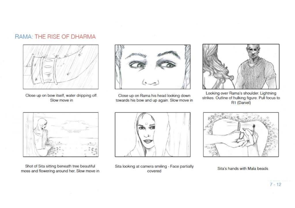Storyboard for Trailer of Rama: The rise of Dharma. Movie by Vijay Sodhi